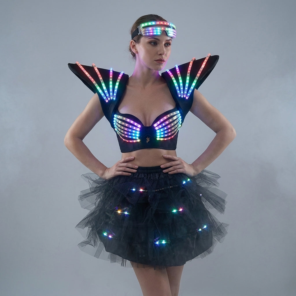 Women LED Luminous Clothing - Robot Style Rave & Gogo Dancer Fancy Wear