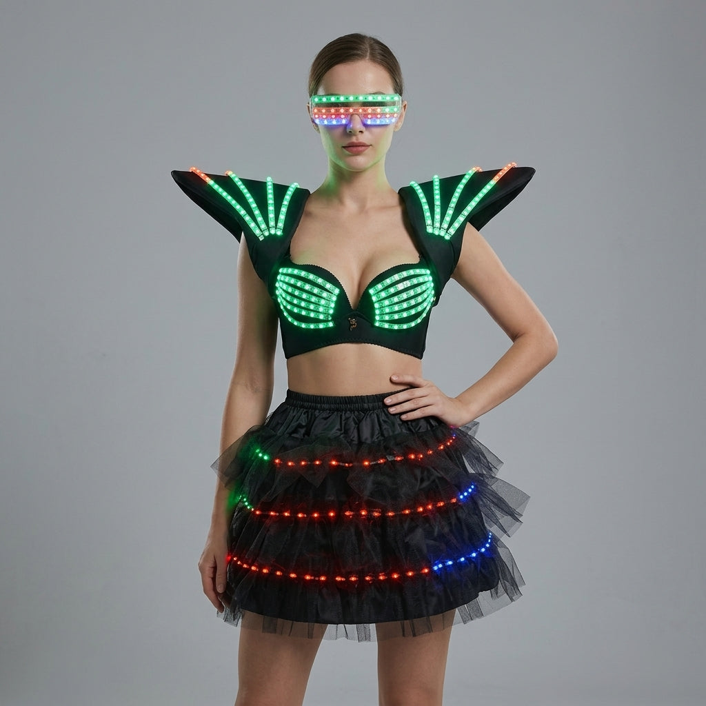Women LED Luminous Clothing - Robot Style Rave & Gogo Dancer Fancy Wear