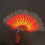 Load and play video in Gallery viewer, Full Color Ostrich Feathers LED Fan Performance Dancing Lights Fans Night Show Singer DJ Costumes Halloween Party Gifts
