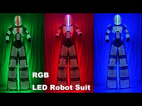 Costume de robot lumineux LED David Guetta Costume de robot Performance Illuminated Kryoman Robotled Stilts Vêtements Costumes lumineux