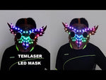 تحميل وتشغيل الفيديو في عارض المعرض ،Full Color LED Luminous PU Leather Steampunk Mask Women Men Punk Wings Rivets Halloween Cosplay Gothic Mask Props
