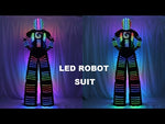 تحميل وتشغيل الفيديو في عارض المعرض ،Full Color Remote Control LED Robot Costume Clothes Stilts Walker Suit Excited Digital Screen DIY Text Image LOGO
