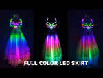 تحميل وتشغيل الفيديو في عارض المعرض ،LED Color Lights Women Belly Dance Split Skirt Sexy Professional Bellydance Training Clothes Dancing Costumes
