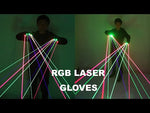 Load and play video in Gallery viewer, RGB LED Laser Gloves with 7pcs Laser 3pcs Green +2PCS Red +2PCS Violet Stage Gloves for LED Luminous Costumes Show
