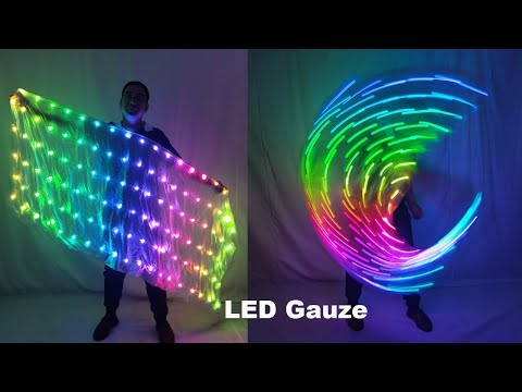 Bauchtanz LED Schleier Licht Seide Performance Requisiten Zubehör Regenbogen farbige Rechteck LED Schleier Seide