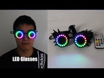 Carica e avvia il video nel visualizzatore di galleria, Full Color LED Glasses Rainbow Colors Super Bright Rave EDM Party DJ Stage Laser Show Sunglasses Goggles
