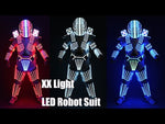 Laden und Abspielen von Videos im Galerie-Viewer,Traje De LED Robot Suit Kostüm Robot Armor mit High Heel Predator Led Costume Laser Gloves
