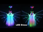 تحميل وتشغيل الفيديو في عارض المعرض ،LED Wedding Dress Luminous Suits Light Clothing Glowing Wedding Skirt LED Wings for Women Ballroom Dance Dress

