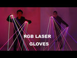 Load and play video in Gallery viewer, RGB Laser Gloves with 7Lazer 2Green 3Red 2Blue LED Robot Suit Performance Rechargeab Gloves Glasses LED Flash Finger Palm Light
