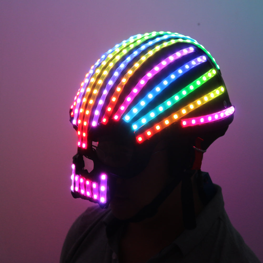 LED Helm Einhorn Helm Monochrom Vollfarbige leuchtende Rennhelme Wasserfall Effekt Glowing Party DJ Robot