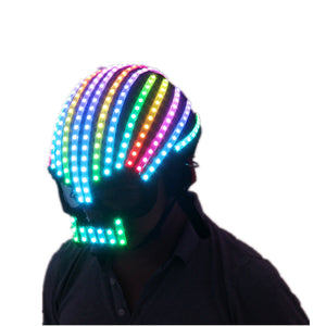 Casque de licorne de casque MENÉ plein effet de chute d'eau de casques courant lumineux en couleur monochrome robot de disc-jockey du parti rougeoyant