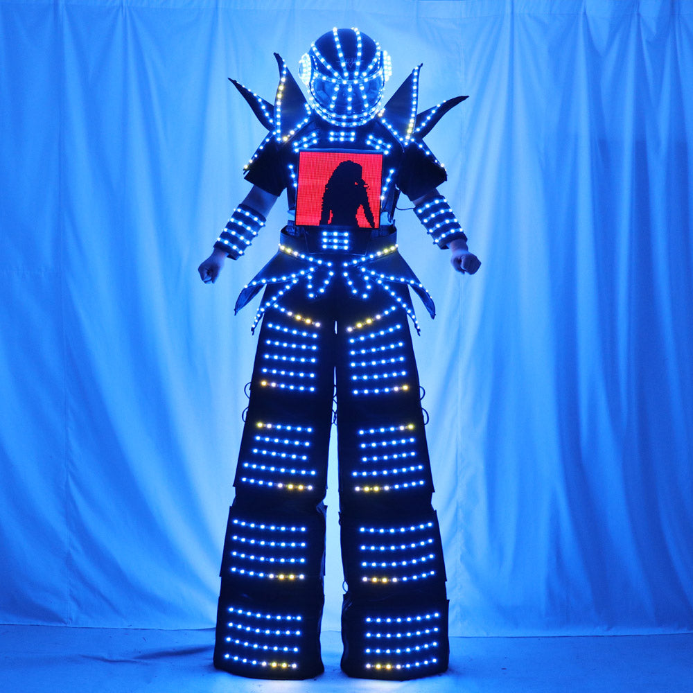 Full Color Smart Pixels LED Robot Suit Costume Clothes Stilts