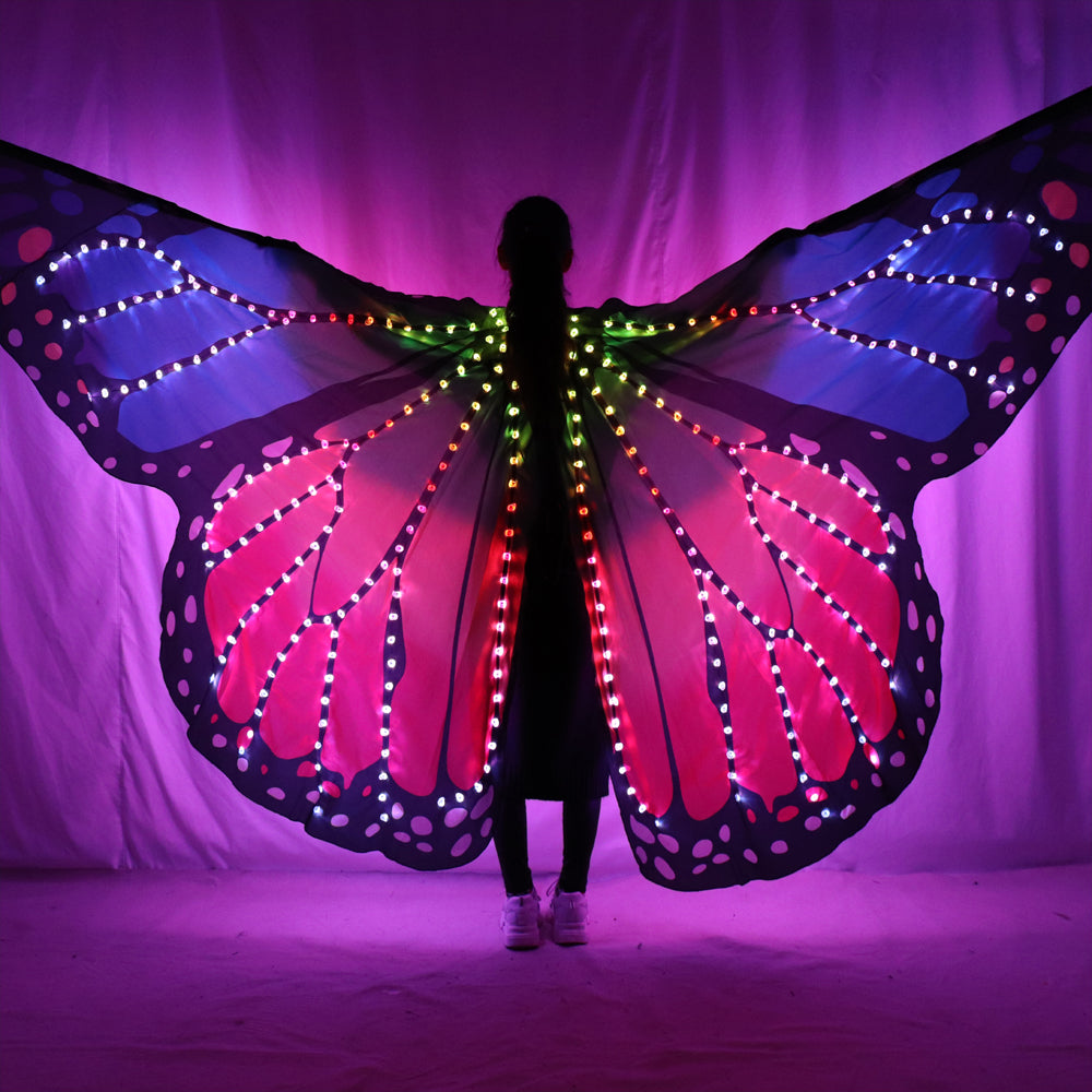 Bauchtanz Flügel Schmetterling Halloween Vollfarbe Pixel Smart LED Flügel Mädchen Tanz Umhang Zubehör Requisiten Bühne