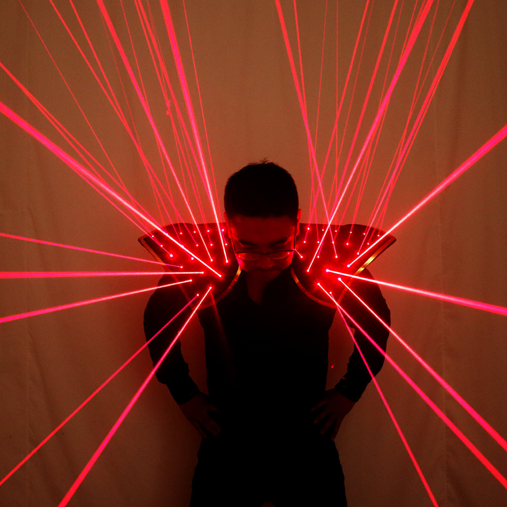 Tuta laser rossa, gilet LED, gilet luminoso guanti laser occhiali per spettacolo laser