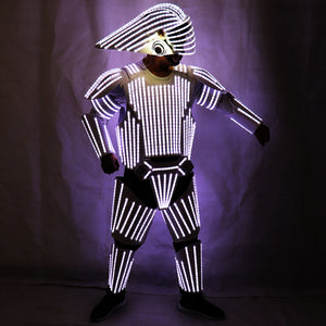 Nouveau style costume de robot MENÉ blanc costumes de lumières menés habillant la guerre des étoiles soldats blancs vêtements de performance de Cosplay