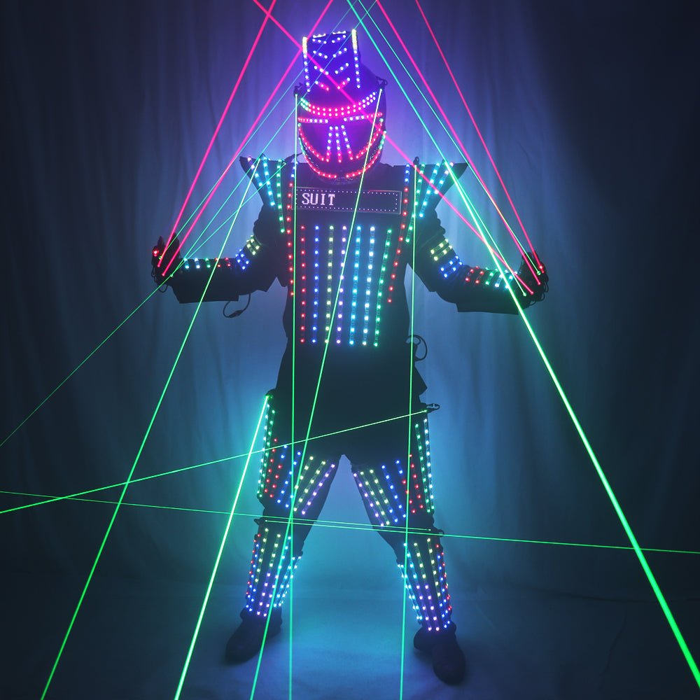 كامل اللون LED روبوت البدلة الليزر الأخضر زي سترة ليزر نموذج عرض اللباس الملبس أداء شريط DJ