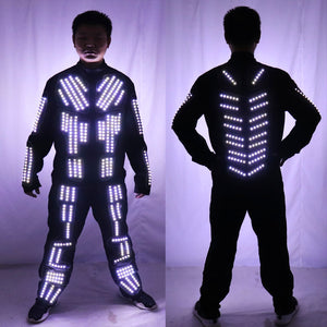 Costume de robot LED Tron LED de couleur unique Vêtements de costume lumineux de danse LED