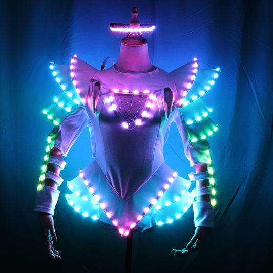 LED Guerrera Trajes Luminosos Traje se Adapte a la Luz de la Ropa para las Mujeres de Baile de Salón Brillante Vestido de China de Accesorios para Damas