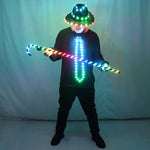 Laden Sie das Bild in den Galerie-Viewer.LED Costume Clothes Suit Light Up Belly Dancing Flashing White Canes Women Men Jazz Dance for Stage Performance Party As Gift
