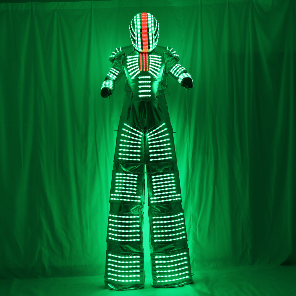 Traje a MENÉ le costume de robot le costume de promeneur d'échasses de vêtements mené a MENÉ des gants de laser de casque de costume de costume la machine de jet de CO2
