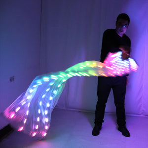 LED Belly Dance Silk Fan Veil Stage Performance Accessoires Prop Light Bellydance LED Fans Shiny Rainbow