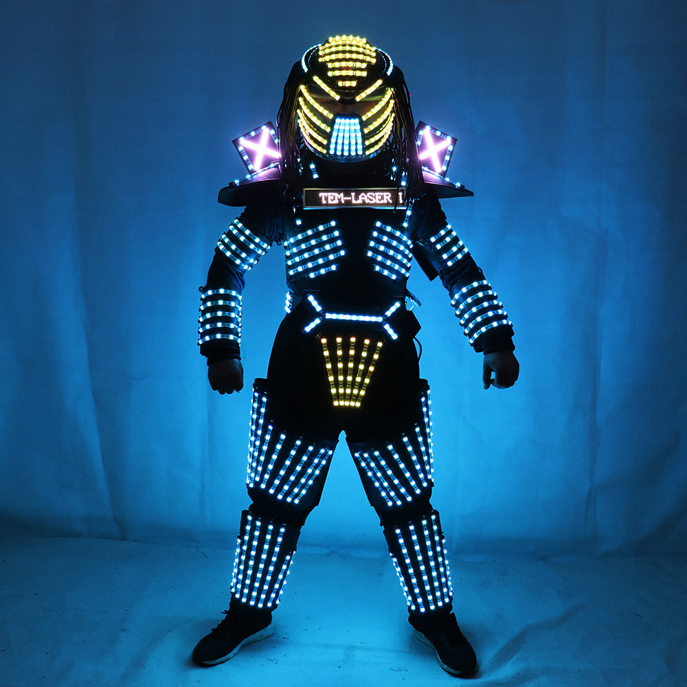 LED Robot Costumes ملابس LED Lights المرحلة المضيئة أداء الرقص عرض فستان للنادي الليلي