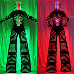 Charger l&#39;image dans la galerie, LED Robot Costume Vêtements Échasses Walker Light Costumes Kryoman Robot David Guetta avec Casque Laser Gants
