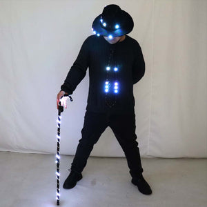 LED Costume Clothes Suit Light Up Belly Dancing Flashing White Canes Women Men Jazz Dance for Stage Performance Party As Gift