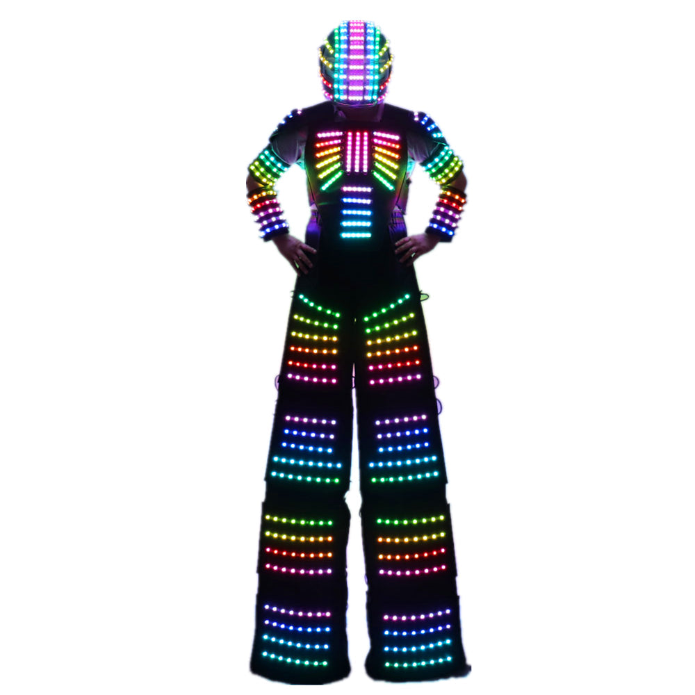 Full Color Pixel  Stilts Walker  LED Suit  LED Robot Costume Clothes Helmet Laser Gloves CO2 Gun Jet Machine