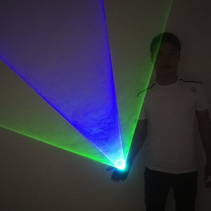 Azul verde de mano láser cañón giratorio guantes LED giroscopio de la palma DJ Dancing Club Pub Party Laser Show