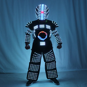 LED Robot Suit Stage Dance Costume Tron RGB Light Up Stage Suit Outfit Jacket Coat with Full-color Smart Display