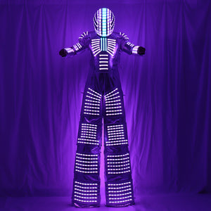 Traje LED Costume Robot Led Vestiti Palafitte Walker Costume LED Vestito Costume Casco Laser Guanti di CO2 Jet Macchina