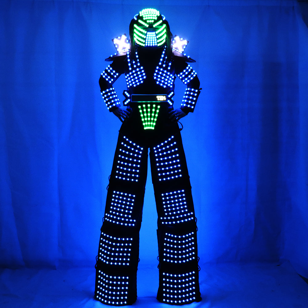 Robot de Traje De CONDUJO paseante de zancos CONDUJO traje del pleito del robot ligero que viste acontecimiento traje de Kryoman robot de Disfraz De conducido