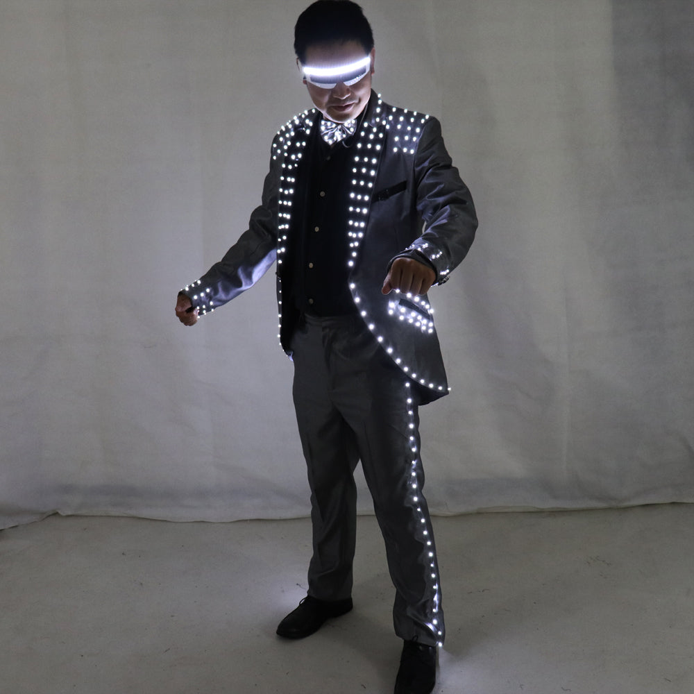 Led Tux LED Tuxedo Costume with LED Glasses for Stunning Dance Performances ...