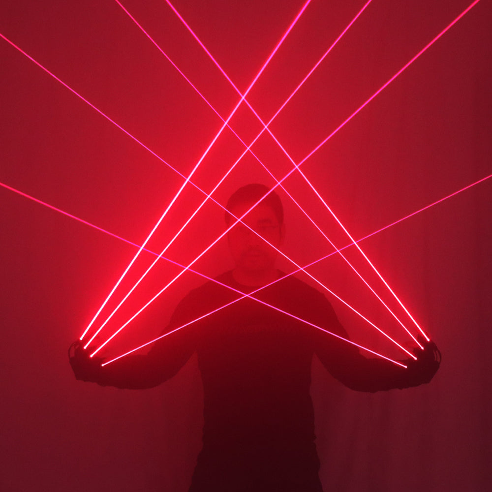 قفازات ليزر حمراء مع 4 قطع قفازات ليزر LED ليزر نظارات مضيئة لدعاوى الروبوت LED عرض DJ نادي الحزب