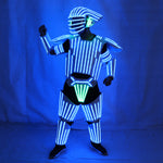 تحميل الصورة في عارض المعرض ،ليلة نادي LED روبوت ازياء الملابس أضواء LED البدلة مضيئة المرحلة أداء الرقص تظهر اللباس
