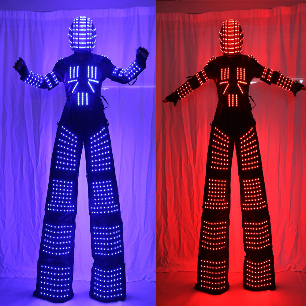 متأرجحة ووكر RGB الصمام الاضواء الراقصات الملابس الملونة أدى الروبوت الرجال أداء الموسيقى الالكترونية مهرجان دي جي عرض ازياء