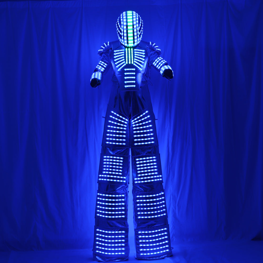Traje LED Roboter Kostüm Led Kleidung Stelzen Walker Kostüm LED Anzug Kostüm Helm Laserhandschuhe CO2 Jet Machine