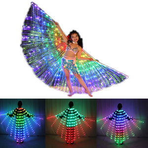 I bambini hanno CONDOTTO ragazze di esecuzione di stadio di ala di danza del ventre di bastoni di ali dell'ISIS gli ali di colori multi la farfalla condotta illumina 360 gradi