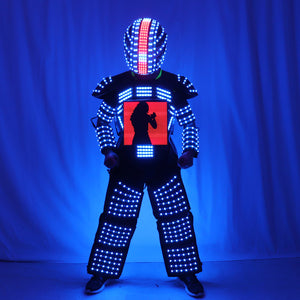 LED Robot Suit Stage Dance Costume Tron RGB Light Up Stage Suit Outfit Jacket Coat with Full-color Smart Display