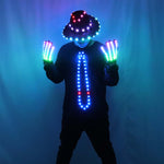 تحميل الصورة في عارض المعرض ،LED Blinking Sequin Jazz Hat Cap Bow Tie Wear Props Easter Wedding Birthday Party Ramadan Decoration
