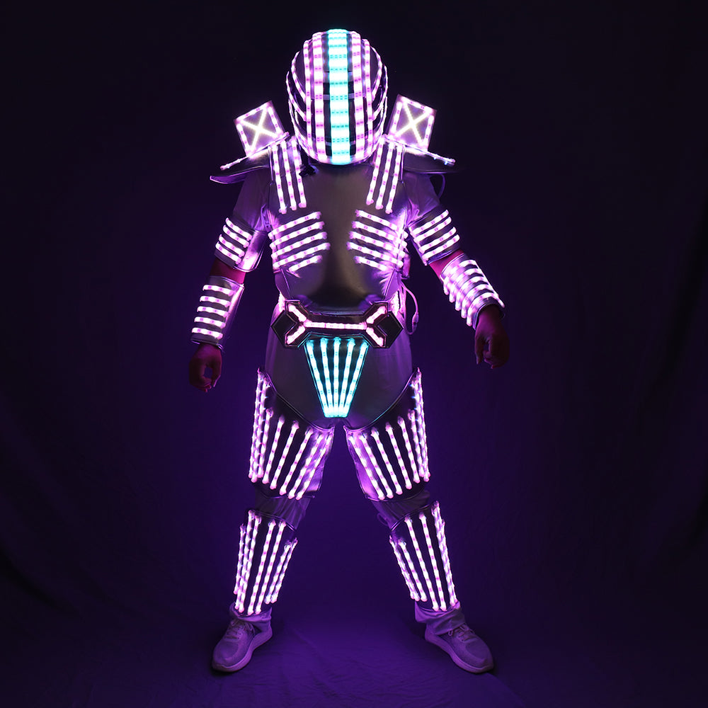 Traje De LED Robot Suit Robot Armatura utilizzata con High Heel Predator Led Costume Laser Guanti