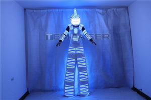 زي RGB LED المضيء الملون مع خوذة LED ملابس خفيفة Stelle Robot Suit Kryoman David Guetta Robot Dance Wear