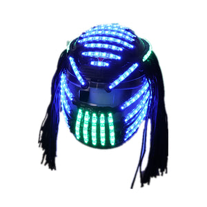 LED Helmet Monochrome Full Color Luminous Racing Helmets RGB Waterfall Effect Glowing Party DJ Robot