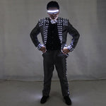 Laden Sie das Bild in den Galerie-Viewer.Led Tuxedo Bühnenperformance Ballroom Kostüme Kleidung Party Luminous Singer Dance Wear with Led Glasses

