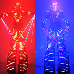 Trampoli Walker RGB LED Luci Ballerino Costume Colorato Led Robot Uomo Vestito Performance Festival di musica elettronica DJ Show Clothes