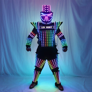 Pleine couleur LED Robot Costume coloré lumineux lumineux porte des costumes de danse modèle spectacle robe habiller DJ Bar Performance