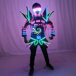 Carica l&#39;immagine nel visualizzatore di Gallery, LED Robot Display Costumes Party Performance Wears Armor Suit Colorful Light Mirror Clothe Club Show Outfits Helmets Disco
