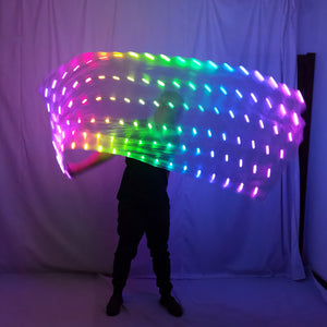 رقص شرقي LED الحجاب حرير خفيف أداء الدعائم إكسسوارات قوس قزح ملون مستطيل LED حجاب حرير
