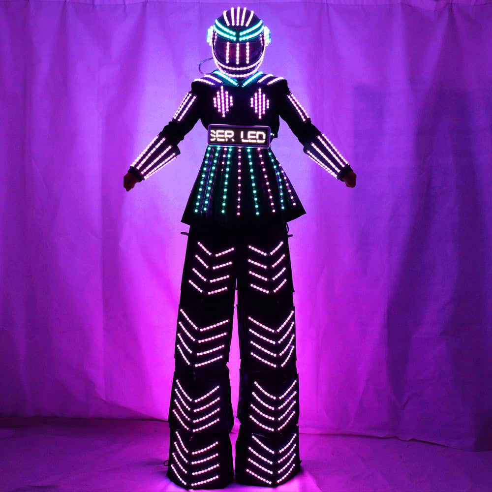 Femmes Robot Suit LED Stilt Jupe Kryoman Robot Suit Événement Trajes De Utilisé avec des gants laser